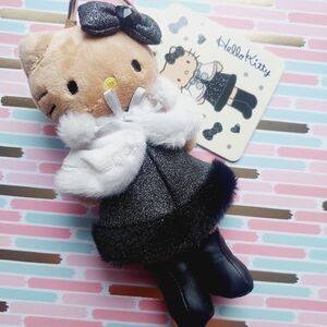 Sanrio Hello Kitty Plush Doll with Black dress Outfit keychain NWT